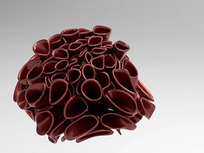 Elegant Deep Red Shell Like Petal Shaped Ornament Decoration Set In Spherical Arrangement 3d model