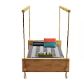 Hammock Bed With Wooden Frame Striped Mattress And Colorful Pillows Multiple Views