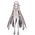 Anime Fantasy Game Character With Silver White Hair White Outfit And Elegant Long Flowing Cape