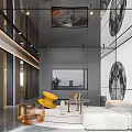 Modern Front Desk Reception Area Featuring Sleek Counter Seating And Decorative Elements