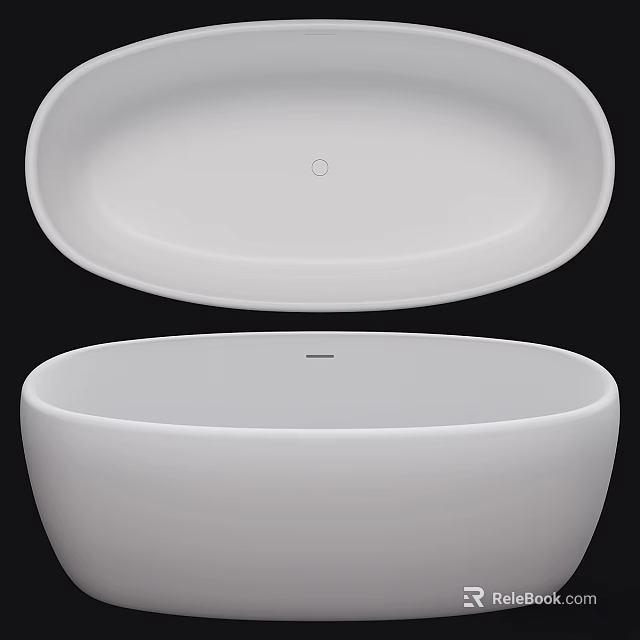 Modern Freestanding White Oval Bathtub with Sleek Design and Smooth Surface 3d model 