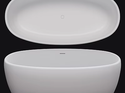 Modern Freestanding White Oval Bathtub with Sleek Design and Smooth Surface 3d model