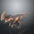 3D Rendered Dinosaur Model Featuring Cranial Crest Open Mouth And Detailed Scales On Dark Background