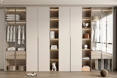 modern wardrobe cream wardrobe 3d model