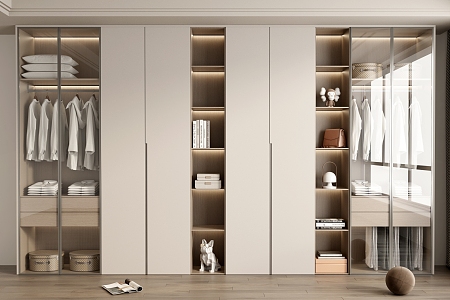 modern wardrobe cream wardrobe 3d model