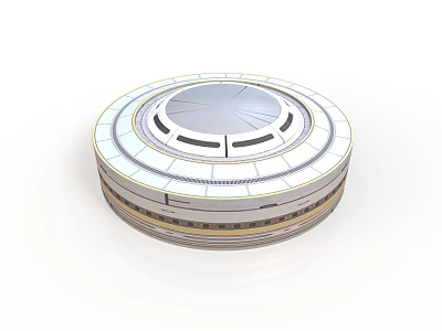Circular Multi Layered Structure Design With White Exterior And Golden Trim 3d model