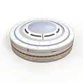 Circular Multi Layered Structure Design With White Exterior And Golden Trim