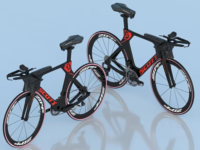 Sleek Black Racing Bicycles Featuring Red Accents And Aerodynamic Frame Design 3d model