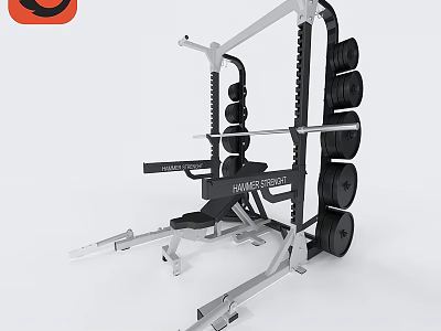 All In One Strength Training Equipment With Stacked Weight Plates And Workout Seat 3d model
