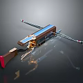 Mechanical Crossbow Weapon with Metal Frame Wooden Grip and Red Accents