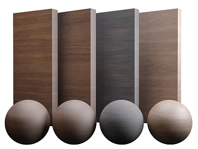 Modern Wooden Components Featuring Rectangular Plates And Spherical Balls In Varied Colors 3d model