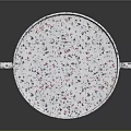Round Decorative Tray with Two Ring Handles and Colorful Speckled Pattern on White Base