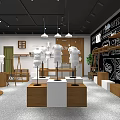 Modern Clothing Store Interior With Mannequins Wooden Display Shelves And Hanging Lights