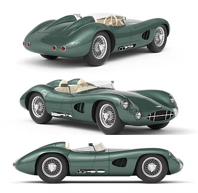 Classic Green Convertible Sports Car With Streamlined Body Open Top And Chrome Wheels 3d model