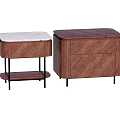 Two Modern Wooden Bedside Tables With White Top Shelf Drawers And Black Legs