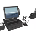 Modern Commercial POS Equipment With Touchscreen Monitor Keyboard Barcode Scanner And Receipt Printer