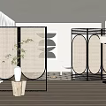 Silent Screen Middle Ancient Screen Partition Middle Ancient Screen Partition 3d model
