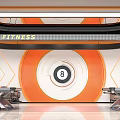 Modern Billiard Room With Orange White Circular Wall 8 Ball Design And Pool Tables