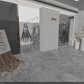 Mall Wedding Dress Shop Storefront With Displayed Elegant Dresses Decorative Plants And Lighting