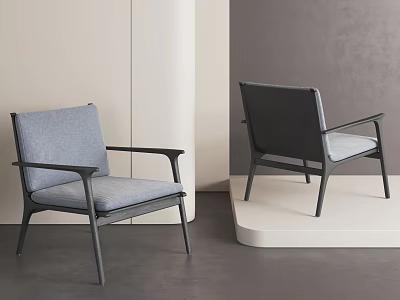 Modern Leisure Chairs With Gray Black Upholstery And Metal Frame In Minimalist Space 3d model