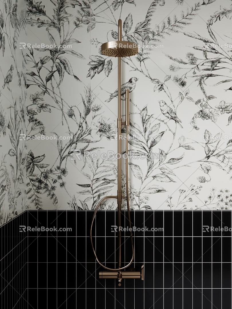 Vintage Bathroom Shower Shower 3d model