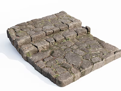 Mossy Stone And Wood Steps Creating Natural Outdoor Garden Path Design 3d model