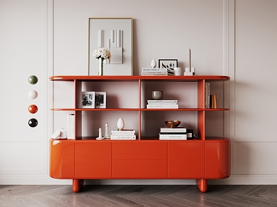 Modern Bookcase Fashion Paint Hermes Orange Side Cabinet Decorative Cabinet Children model