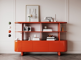 Modern Bookcase Fashion Paint Hermes Orange Side Cabinet Decorative Cabinet Children 3d model