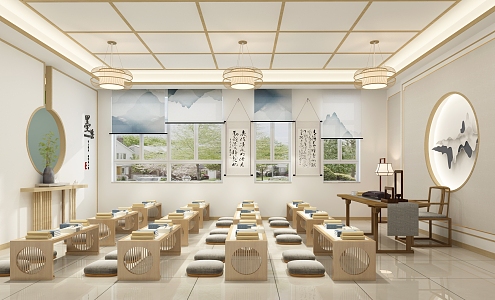 New Chinese-style Sinology Classroom 3d model