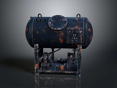 Industrial Metal Tank Equipment Featuring Rustic Surface Circular Lid Pipes And Valves 3d model