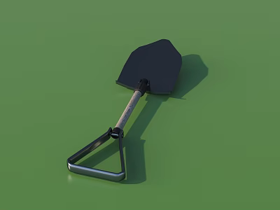 Durable Hardware Tool Shovel With Black Blade Wooden Handle And Metal Frame 3d model