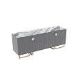 Elegant Modern Gray Sideboard With Woven Texture Gold Legs And Round Knobs