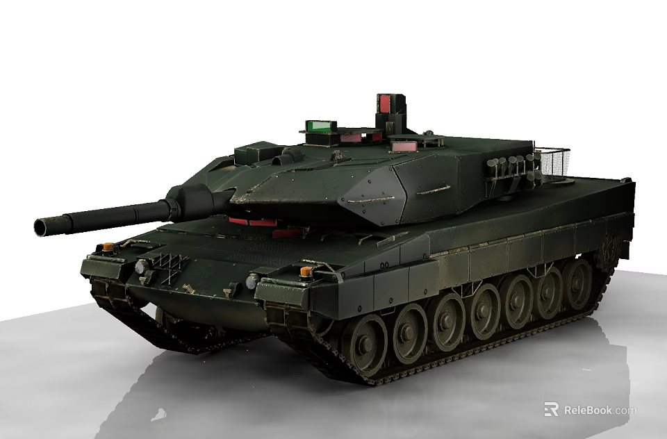 Modern Green Military Tank Featuring Cannon Armored Turret And Tracks 3d model 