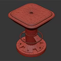 Stylish Square Bar Stool With Red Seat And Black Base Design