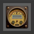 Vintage Gauge With Golden Frame Square Base Two Knobs And Digital Display Showing V km/h
