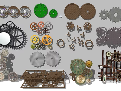 Hardware Tools Collection Showcasing Different Types Of Gears Wheels And Metal Components 3d model