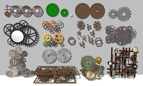 Industrial LOFT gear mechanical gear sculpture 3d model