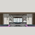 Modern Luxury Entrance Gate With Glass Doors Decorative Columns And Lighting Fixtures