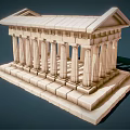 Classical European Architecture Featuring Row of Columns Pediment Stone Base Steps and Roof