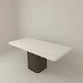Modern Dining Table with White Tabletop and Dark Square Base Minimalist Design 3d model