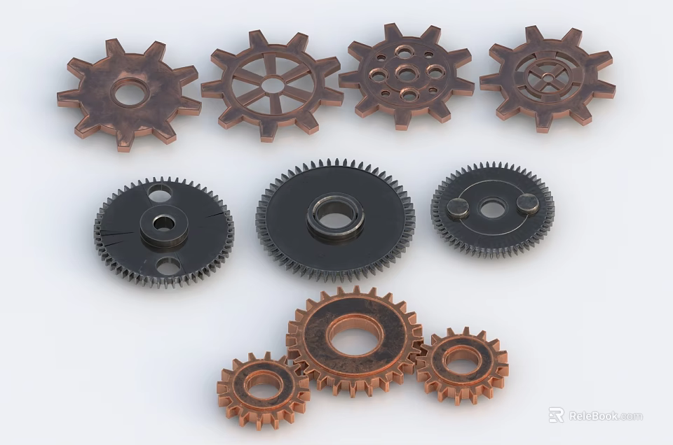 Hardware Tools Collection Featuring Various Metal Gears in Different Sizes and Designs 3d model