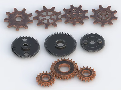 Hardware Tools Collection Featuring Various Metal Gears in Different Sizes and Designs 3d model
