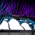 Modern Ballroom Stage Design With Purple Blue Lighting Rays And Decorative Elements 3d model