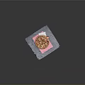 Tasty Pizza With Pepperoni Mushrooms Topping On Wooden Board Red Checkered Cloth