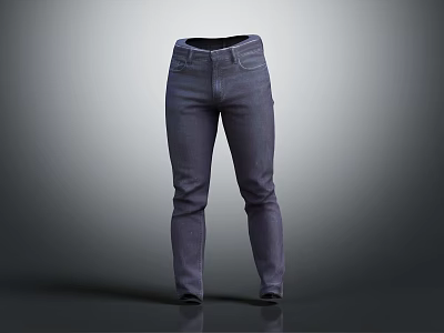 Classic Dark Denim Jeans With Straight Leg Design And Front Pockets 3d model