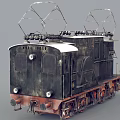 Vintage Electric Train Featuring Rusty Exterior And Pantographs 3d model