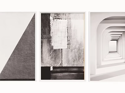 Black And White Abstract Art Prints With Geometric Shapes And Architectural Elements 3d model