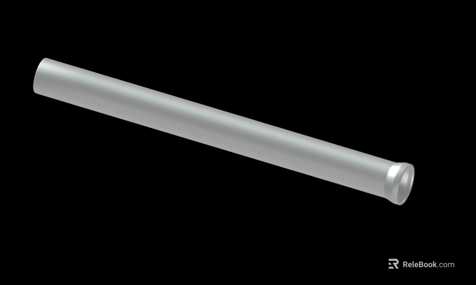 Shiny Silver Metal Tube on Black Background with Cylindrical Shape and Smooth Surface 3d model 