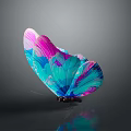 Colorful Pink And Blue Painted Butterfly With Glossy Wings And Reflection