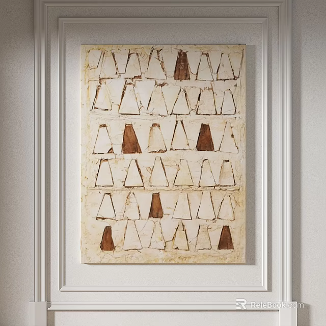 Abstract Painting With Geometric Shapes In Beige White And Brown Tones For Interior Decor 3d model 